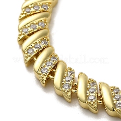 Rack Plating Brass Micro Pave Clear Cubic Zirconia Link Chain Bracelets for Women&nbsp;KK-R158-15G