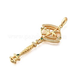 Brass Micro Pave Cubic Zirconia Big Pendants&nbsp;X1-KK-B147-04G-10