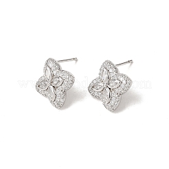 Brass Micro Pave Cubic Zirconia Stud Earrings&nbsp;KK-CBA8324-25P-02