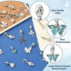 20Pcs 10 Styles Alloy Crystal RhinestoneEuropean Dangle Charms&nbsp;MPDL-YW0001-07