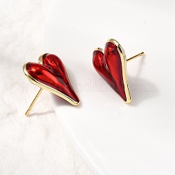 Heart Brass Enamel Stud Earrings&nbsp;EJEW-K276-12G