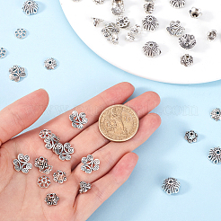 240Pcs 8 Styles Tibetan Style Alloy Flower Beads Caps&nbsp;FIND-SP0001-66