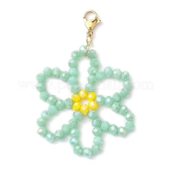 Flower Glass Beads Pendant Decorations&nbsp;HJEW-TA00203