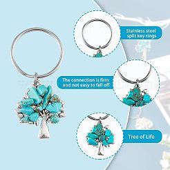 14Pcs 7 Style Chip Gemstone Keychain&nbsp;KEYC-FH0001-17