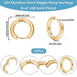 12 Pairs 202 Stainless Steel Huggie Hoop Earrings with 316 Surgical Stainless Steel Pins&nbsp;EJEW-SC0001-40G
