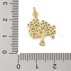 Tree of Life Rack Plating Brass Micro Pave Cubic Zirconia Pendants&nbsp;KK-Z074-40G