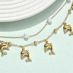 304 Stainless Steel Satellite Chain Double Layered Bracelets&nbsp;BJEW-D456-02G
