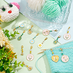 Flower & Bee Pendant Stitch Markers&nbsp;HJEW-AB00355