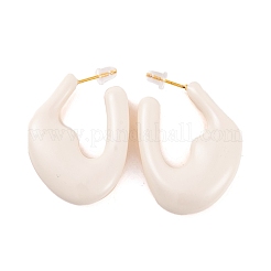 Nuggets Brass Enamel Half Hoop Stud Earrings for Women&nbsp;EJEW-G391-20A-G