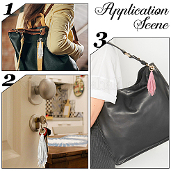 2Pcs 2 Colors PU Leather Tassel Pendan Keychains&nbsp;FIND-CL0001-88B