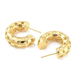 Rack Plating Brass Hollow Star Stud Earrings&nbsp;EJEW-K245-38G