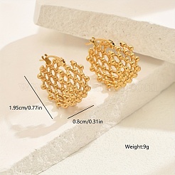 Stainless Steel Hollow Grid Hoop Earrings&nbsp;BC6082