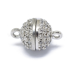 Rack Plating Brass Micro Pave Cubic Zirconia Magnetic Clasps with Loops&nbsp;KK-F801-01A-P