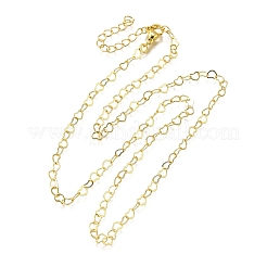 Brass Heart Link Chain Necklaces&nbsp;NJEW-M108-33G