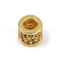 Column Rack Plating Brass Cubic Zirconia European Beads&nbsp;KK-L236-11G
