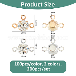 200Pcs 2 Colors Brass Pave Clear Glass Chandelier Component Links&nbsp;FIND-FH0011-96
