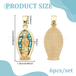 6Pcs Brass with Natural Paua Shell Religion Pendants&nbsp;KK-GA0002-60