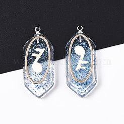 Glitter Powder Transparent Epoxy Resin Pendants&nbsp;CRES-S359-26