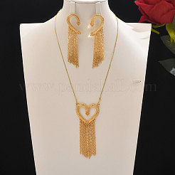 Elegant Zinc Alloy Hollow Heart Tassel Jewelry Set for Women&nbsp;HX7925
