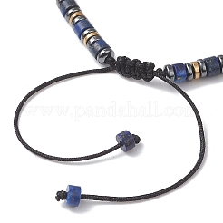 Natural Lapis Lazuli & Synthetic Hematite Disc Bead Braided Bead Bracelets for Women Men&nbsp;BJEW-JB13330