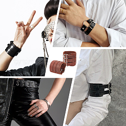 Adjustable Cowhide Cuff Cord Bracelet&nbsp;BJEW-WH0020-62P-01