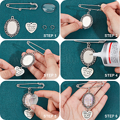 60Pcs 5 Styles Tibetan Style Alloy Pendants with Iron Brooch Findings&nbsp;TIBE-SC0009-45A