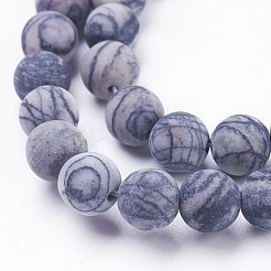 Natural Black Silk Stone/Netstone Beads Strands&nbsp;X-G-F520-57-8mm