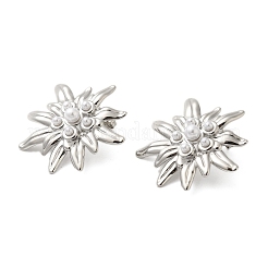 304 Stainless Steel Shell Pearl Flower Stud Earrings for Women&nbsp;EJEW-U020-24P