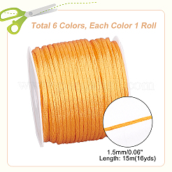 6 Rolls 6 Colors Nylon Satin Rattail Cords&nbsp;NWIR-PH0002-01A