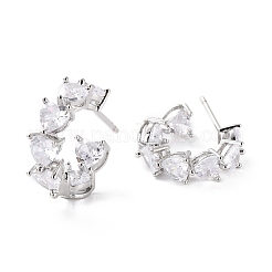Clear Cubic Zirconia Open Hoop Earring&nbsp;EJEW-C002-02P-RS