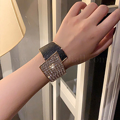 Crystal Rhinestone Chunky Wrap Wide Cuff Bangle&nbsp;BJEW-K223-02KCG-03