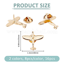 16Pcs 2 Colors Airplane Brooches&nbsp;JEWB-FH0002-35