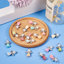 18Pcs 9 Colors Resin & Glass Pearl Angel Pendants&nbsp;FIND-TA0004-23