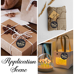 100Pcs Flat Round Gold Word Happy Birthday Dear Sweet Hanging Tags&nbsp;DIY-SP0003-87B