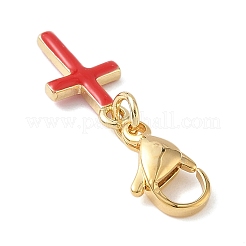 Brass Enamel Cross Pendant Decorations&nbsp;HJEW-JM04083