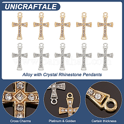 60Pcs 2 Colors Alloy with Crystal Rhinestone Pendants&nbsp;ALRI-UN0001-04