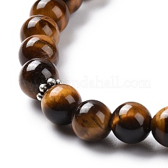 Natural Tibetan Agate Bullet & Tassel Pendant Necklace with Mixed Gemstone Beaded Chains&nbsp;NJEW-E585-02B