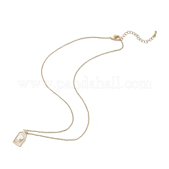 Arch with Flower Brass Enamel Pendant Necklaces&nbsp;LS-NJEW-H051-06G