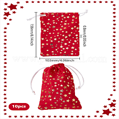 10Pcs Gold Stamping Star Velvet Gift Drawstring Bags for Christmas&nbsp;TP-LP0001-02