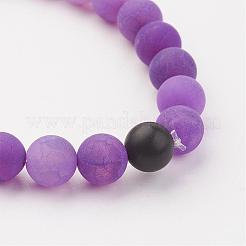 Frosted Natural Weathered Agate(Dyed) Stretch Bracelets&nbsp;BJEW-JB03135