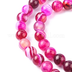 Natural Striped Agate/Banded Agate Bead Strands&nbsp;G-K166-13-8mm-03