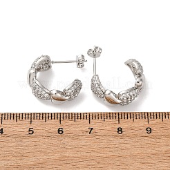Brass Micro Pave Clear Cubic Zirconia Stud Earrings&nbsp;EJEW-D322-07P-01