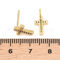 Brass Micro Pave Cubic Zirconia Stud Earrings&nbsp;EJEW-F405-19A-G