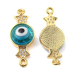 Brass Micro Pave Clear Cubic Zirconia Connector Charms&nbsp;KK-K338-04G