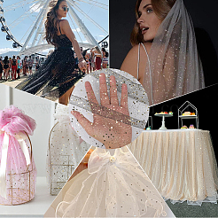 1M Sequins Polyester Organza Fabrics&nbsp;DIY-CY0001-84C