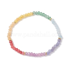 Chakra Dyed Natural Malaysia Jade Rondelle Beads Stretch Bracelets for Women&nbsp;BJEW-JB13043
