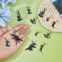 12Pcs 6 Styles Dinosaur Alloy Enamel Stethoscope Pendant Decorations&nbsp;HJEW-FH00127