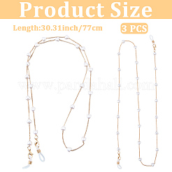 3Pcs Iron Curb Chain with Plastic Pearl Heart Bead Eyeglasses Chains&nbsp;AJEW-CN0007-84