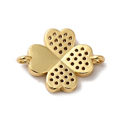 Eco-Friendly Rack Plating Brass Micro Pave Clear Cubic Zirconia Connector Charms&nbsp;KK-F853-26G