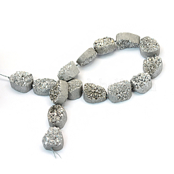 Electroplate Natural & Dyed Druzy Quartz Crystal Bead Strands&nbsp;G-L456-40E